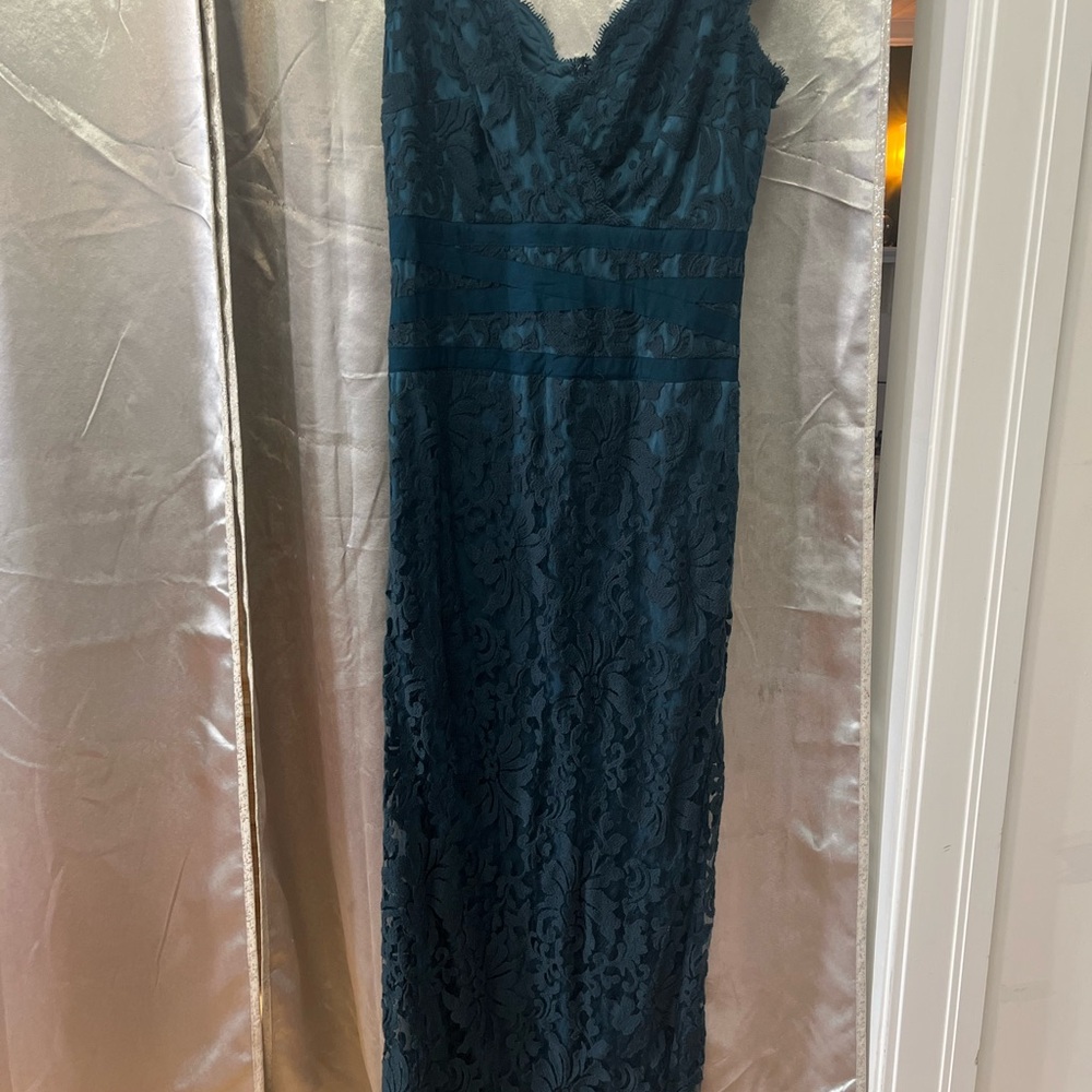 Tadashi Shoji Teal Lace Maxi Dress